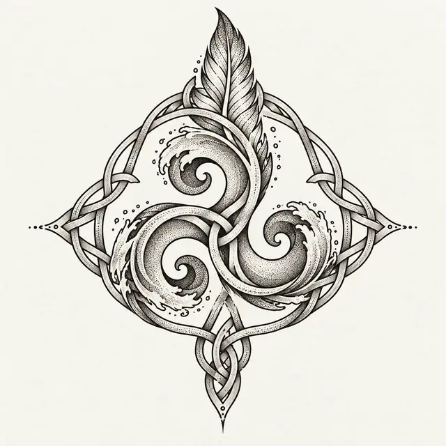 Dotwork triskele tattoo design for the upper back