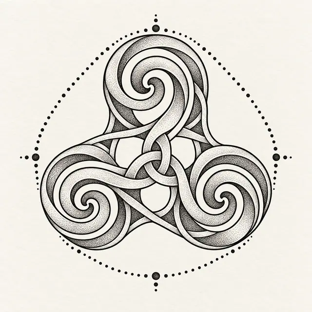 Dotwork triskele tattoo design for the upper back