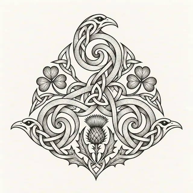 Dotwork triskele tattoo design for the upper back