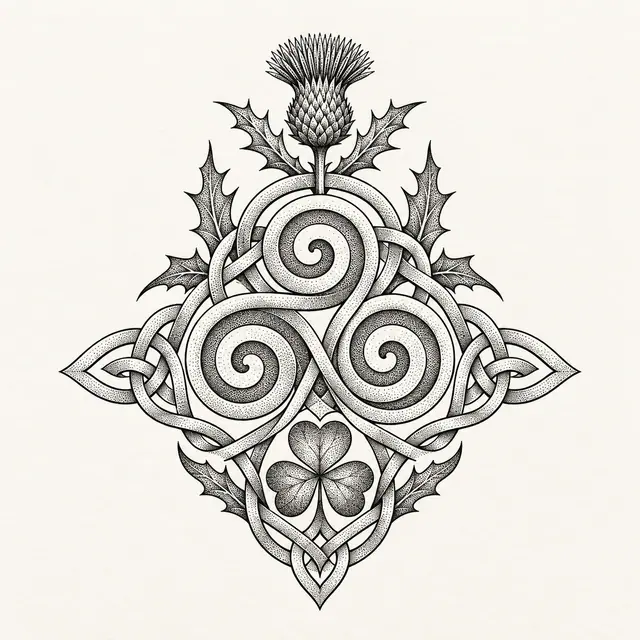 Dotwork triskele tattoo design for the upper back
