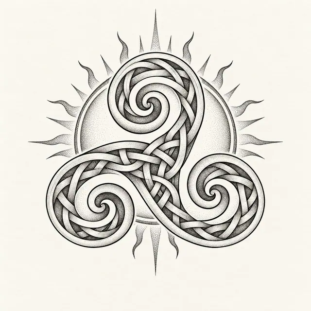 Dotwork triskele tattoo design for the upper back