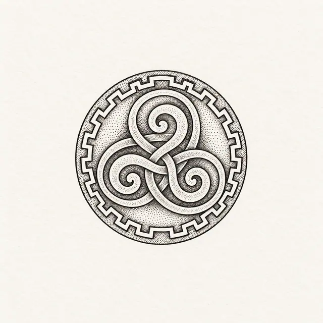 Dotwork triskele tattoo design for the wrist